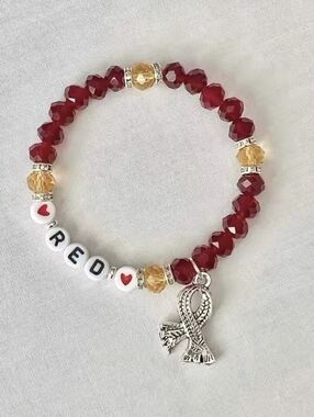 Taylor Swift Red Bracelet ❤️ Beaded Swiftie Jewelry Scarf Charm